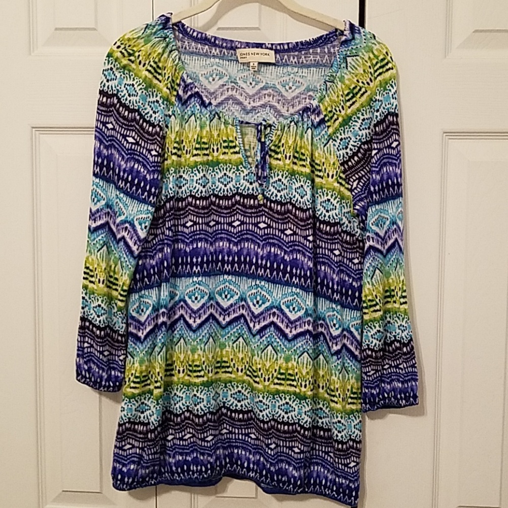 Pretty blue &  green blouse Jones New York Sport S